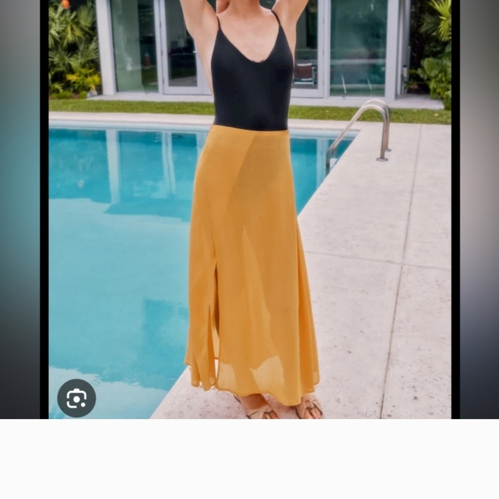 Cuyana Orange Maxi Skirt